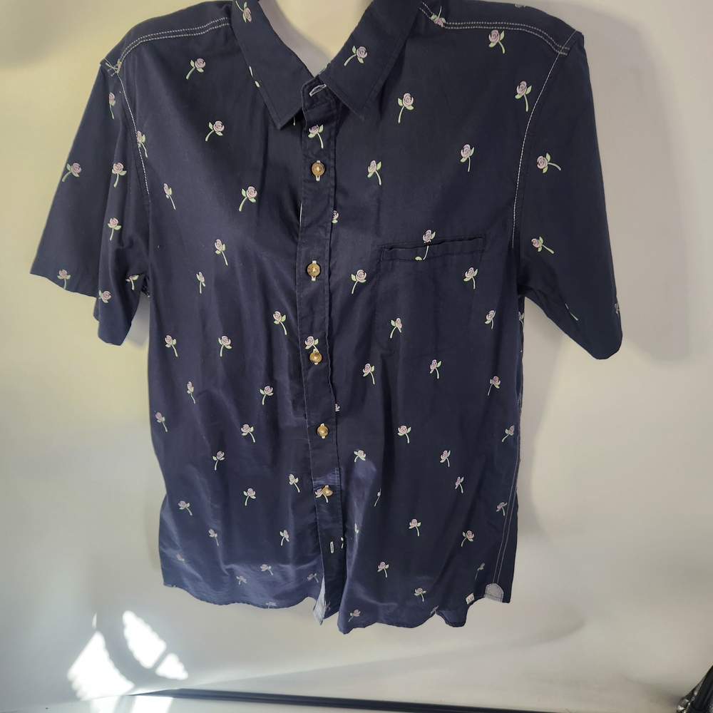 Source Unknown Navy Rose‎ Print Men's Shirt